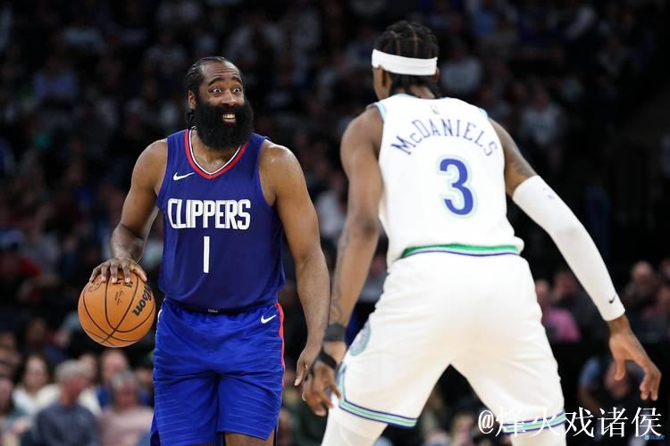 爱德华兹15分哈登空砍34分 森林狼18分逆转快船 爱德华兹15分哈登空砍34分 森林狼18分逆转快船